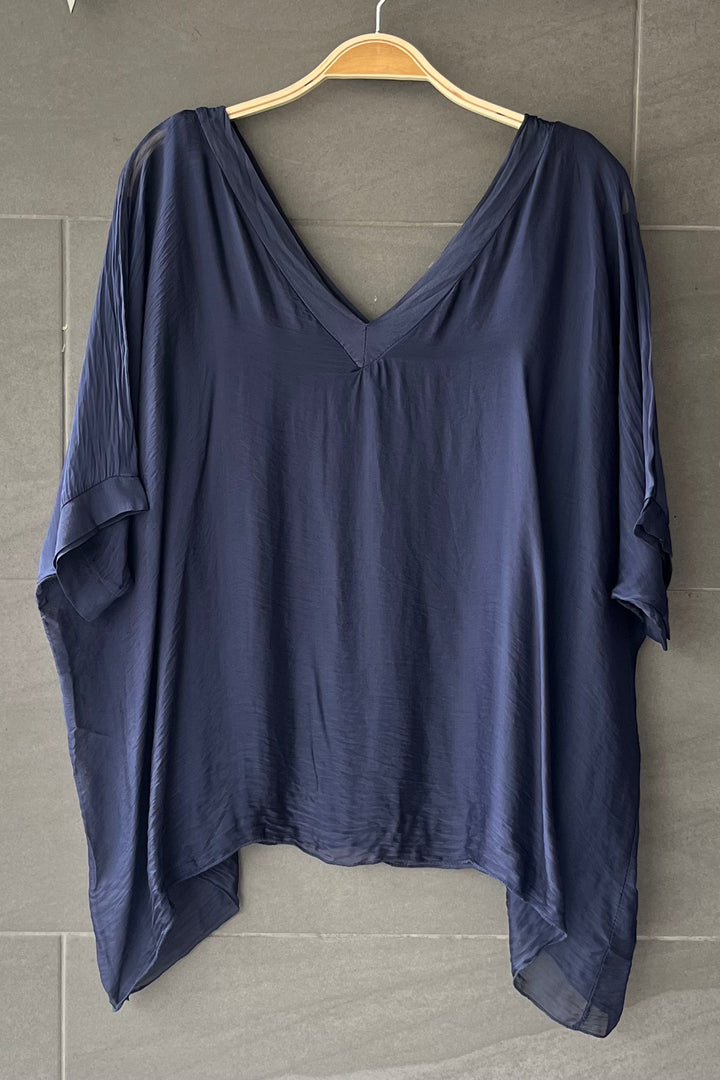 Meo Silk V Tee (Navy)