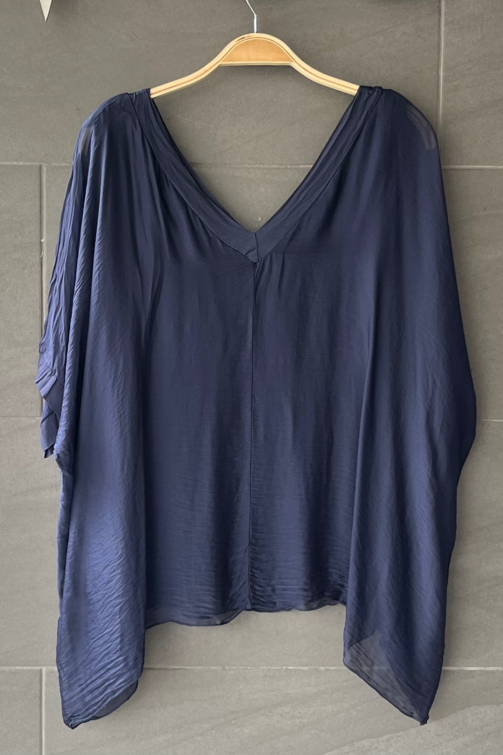 Meo Silk V Tee (Navy)