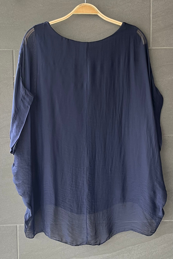 Natalie Silk Tee (Navy)
