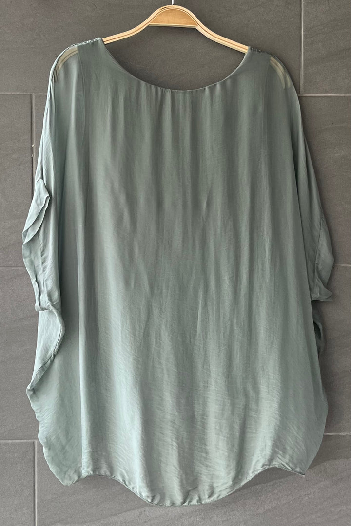 Natalie Silk Tee (Olive)