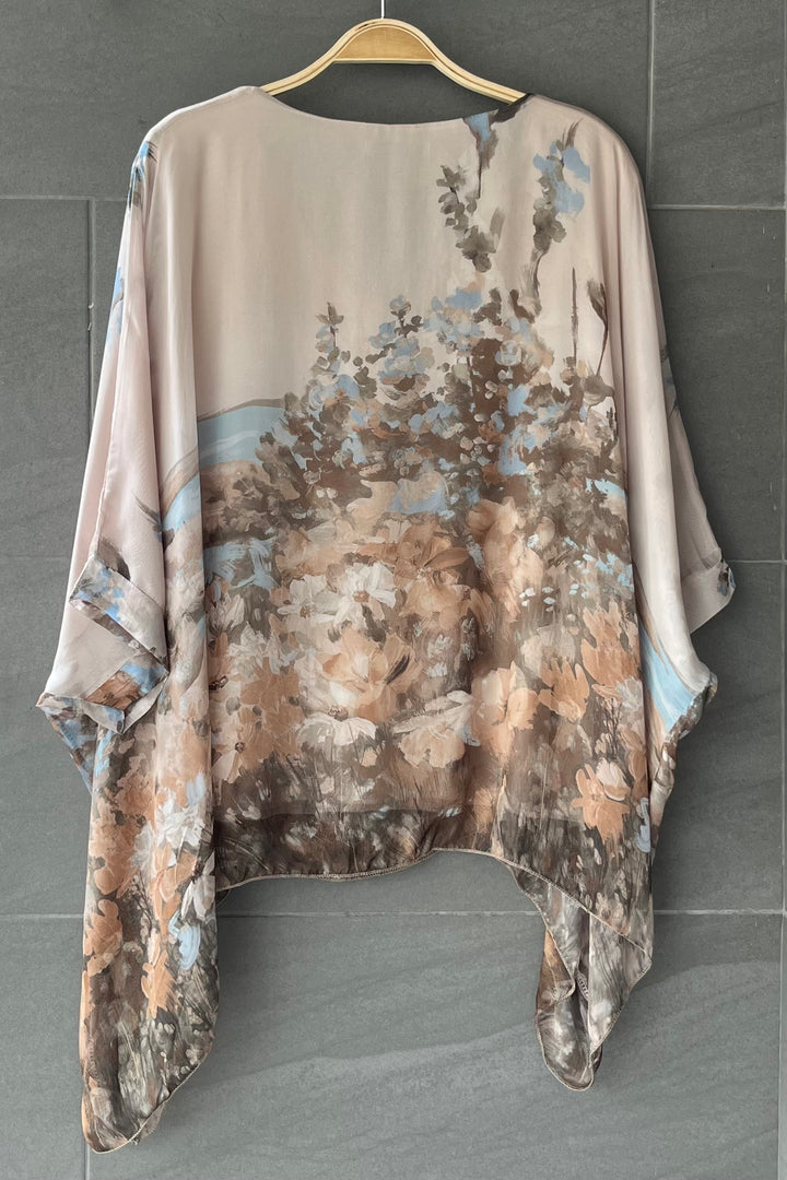 Meo Silk Wildflower Blouse (Beige)