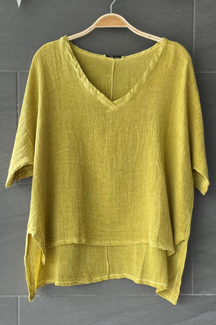 Meo Linen High-Low V Tee (Dijon)