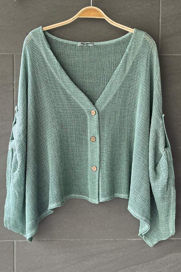 Meo Linen Riviera Top (Light Teal)