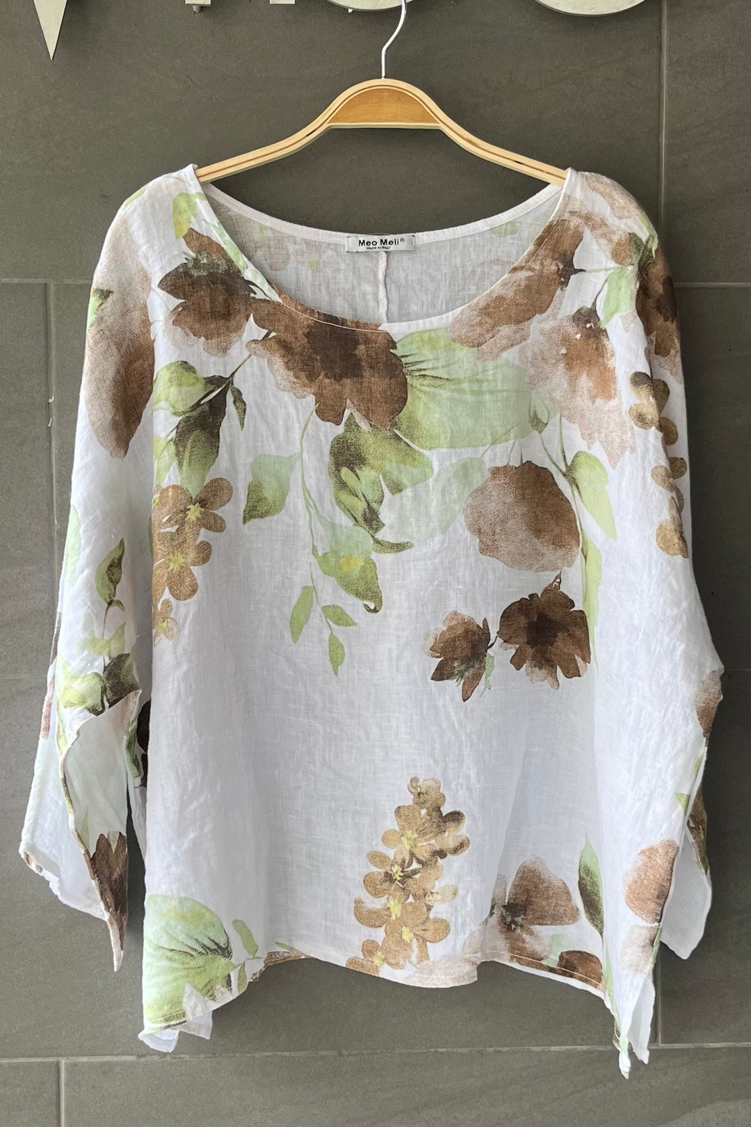 Meo Linen Floral Top (White)