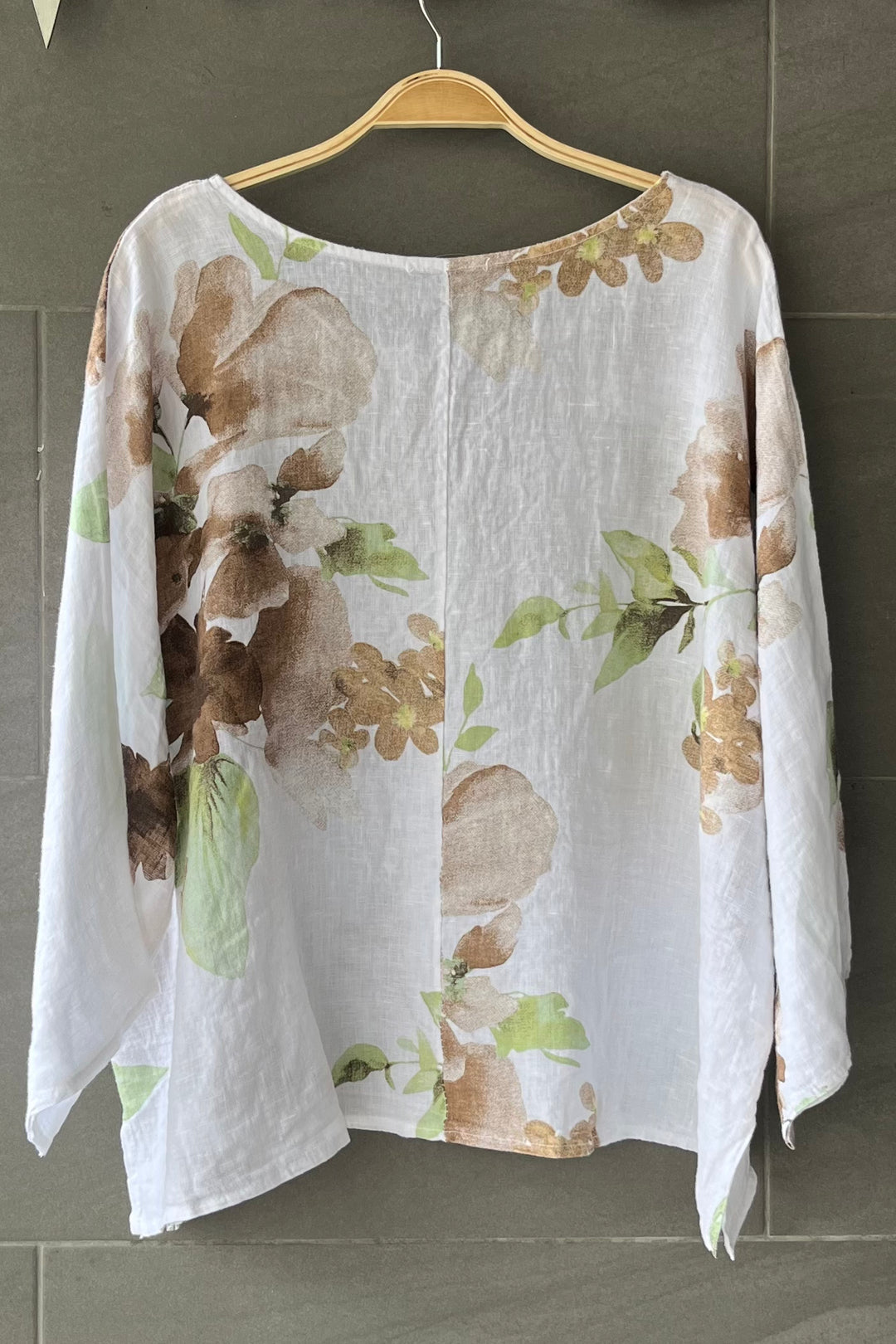 Meo Linen Floral Top (White)