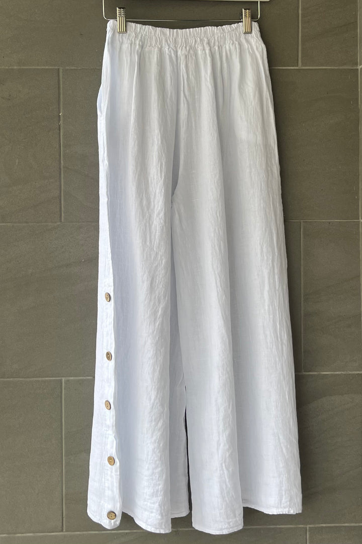 Meo Linen Coastal Button Pants (White)