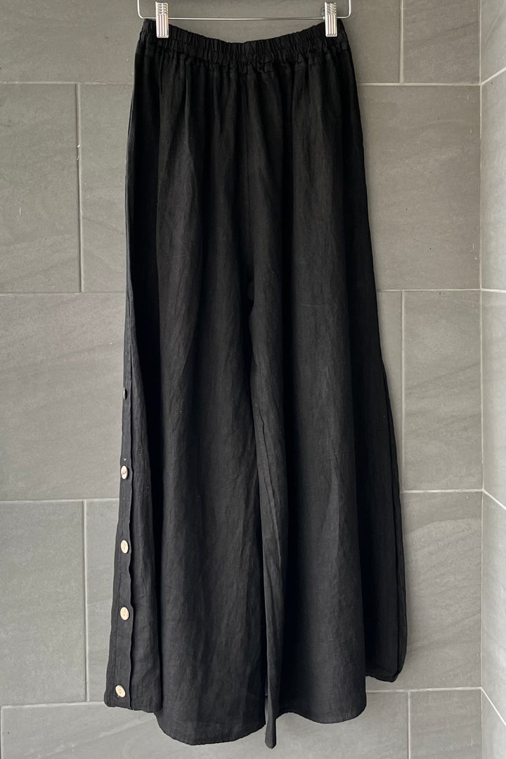 Meo Linen Coastal Button Pants (Black)