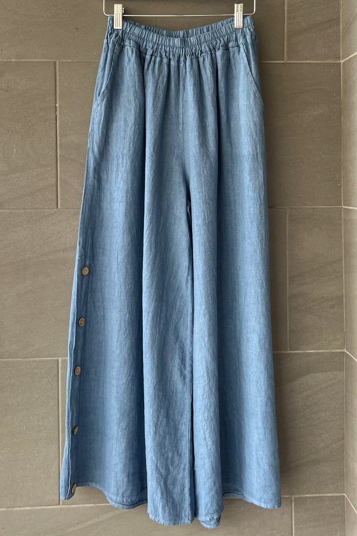 Meo Linen Coastal Button Pants (Denim)