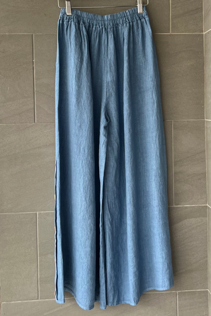 Meo Linen Coastal Button Pants (Denim)