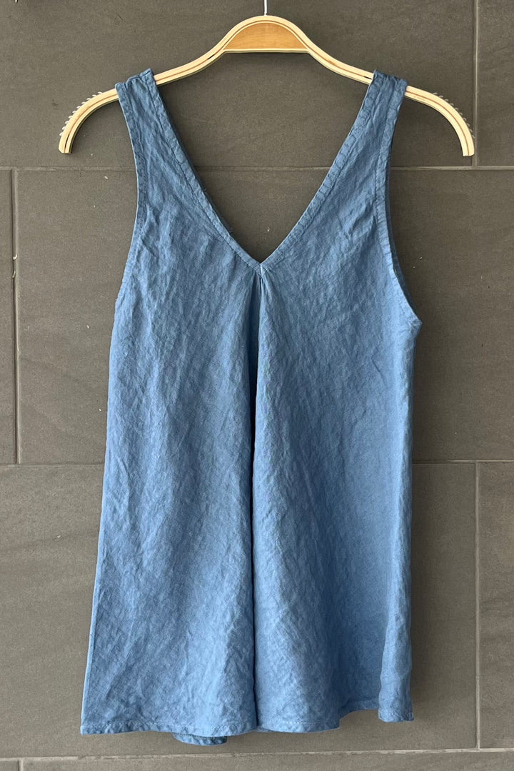 Meo Linen Double V Tank (Denim)