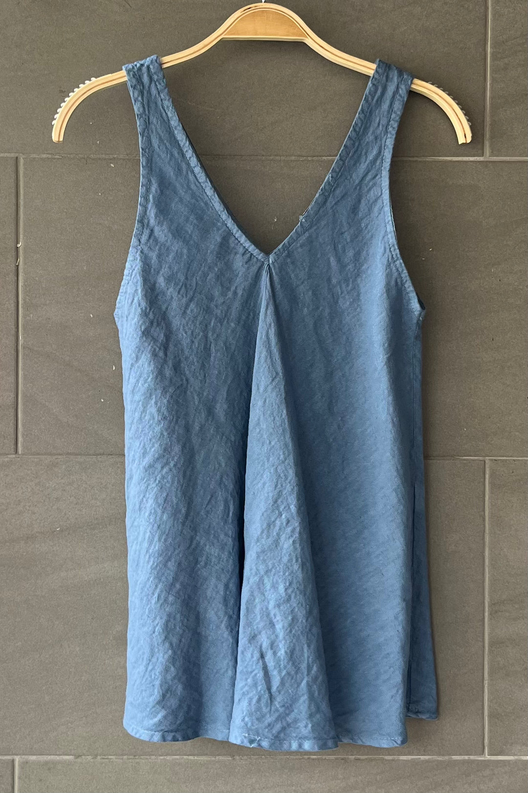 Meo Linen Double V Tank (Denim)
