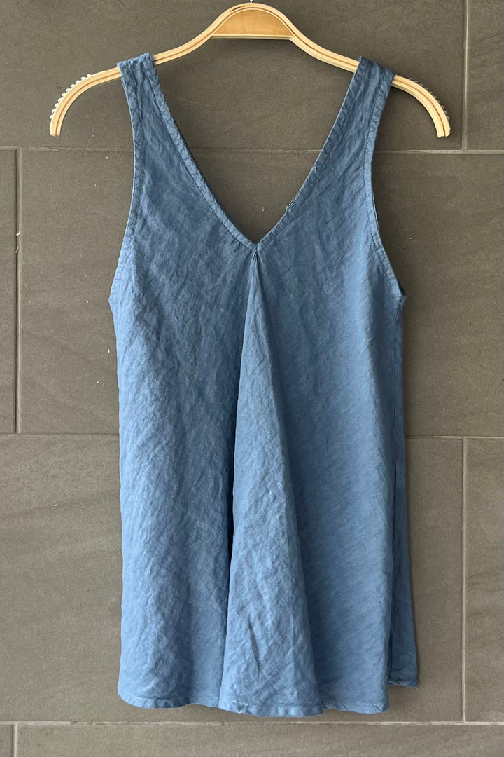 Meo Linen Double V Tank (Denim)