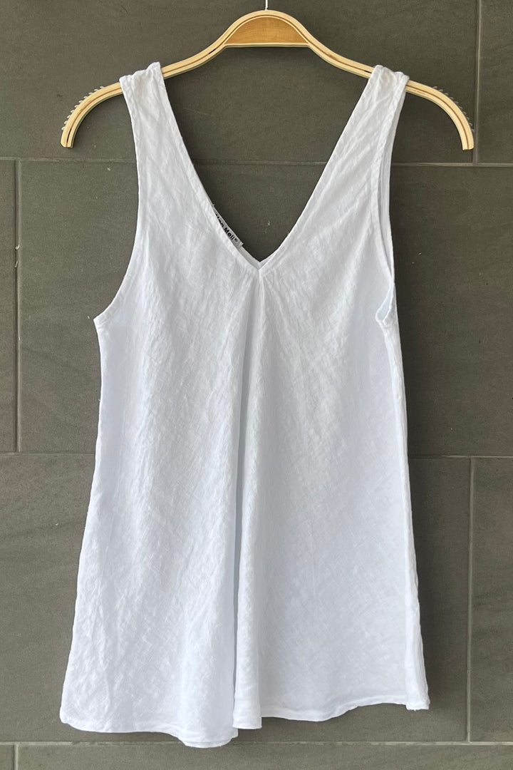 Meo Linen Double V Tank (White)