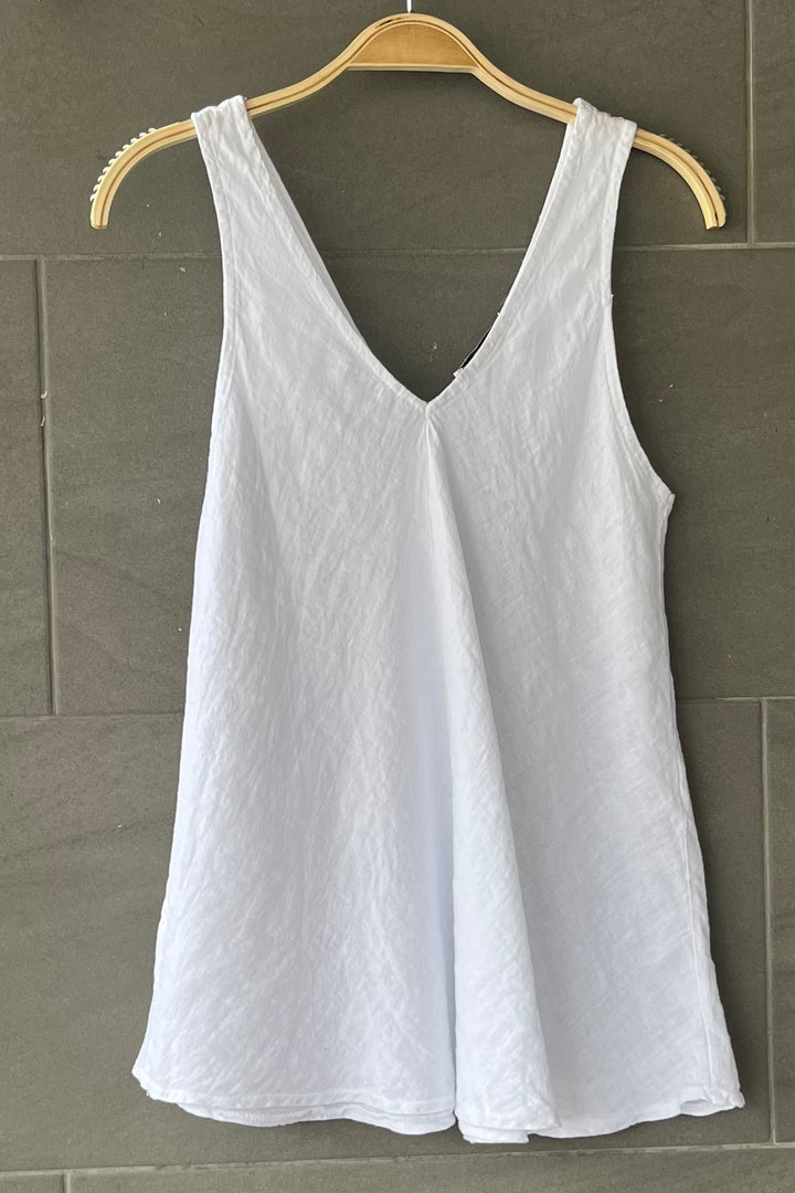 Meo Linen Double V Tank (White)
