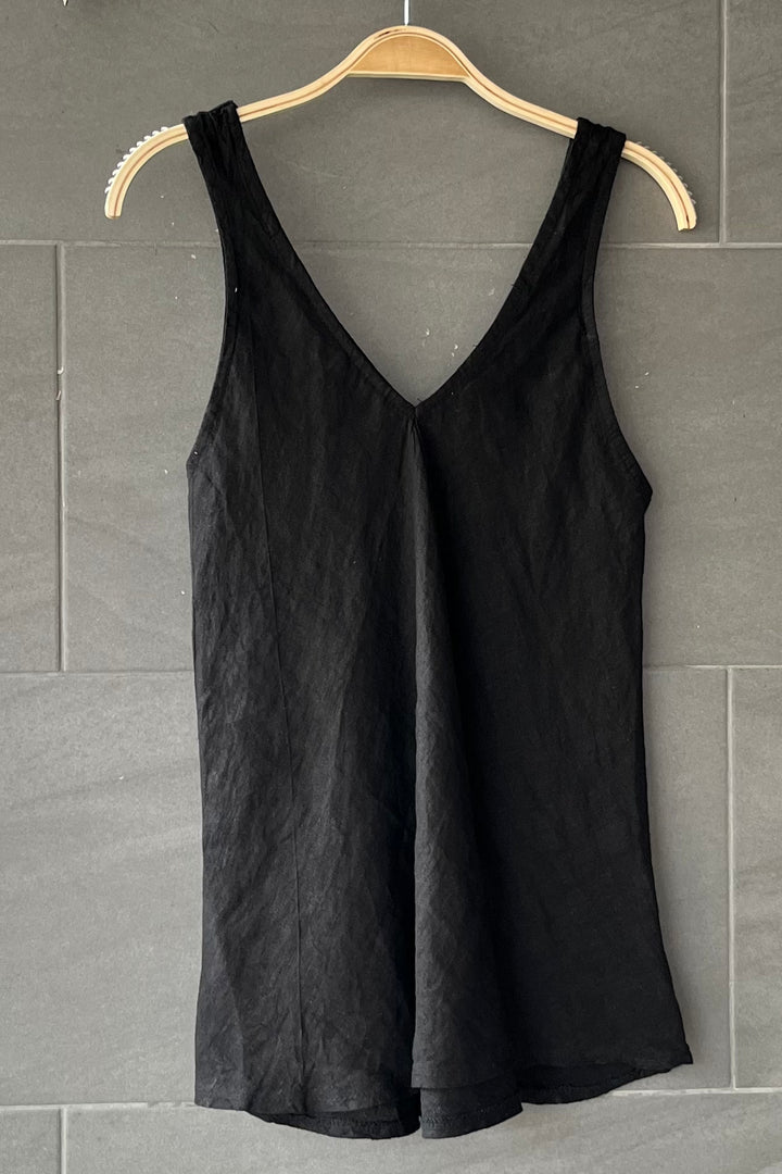 Meo Linen Double V Tank (Black)