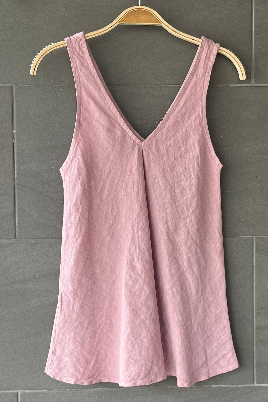 Meo Linen Double V Tank (Pink)