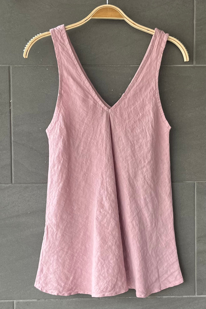 Meo Linen Double V Tank (Pink)