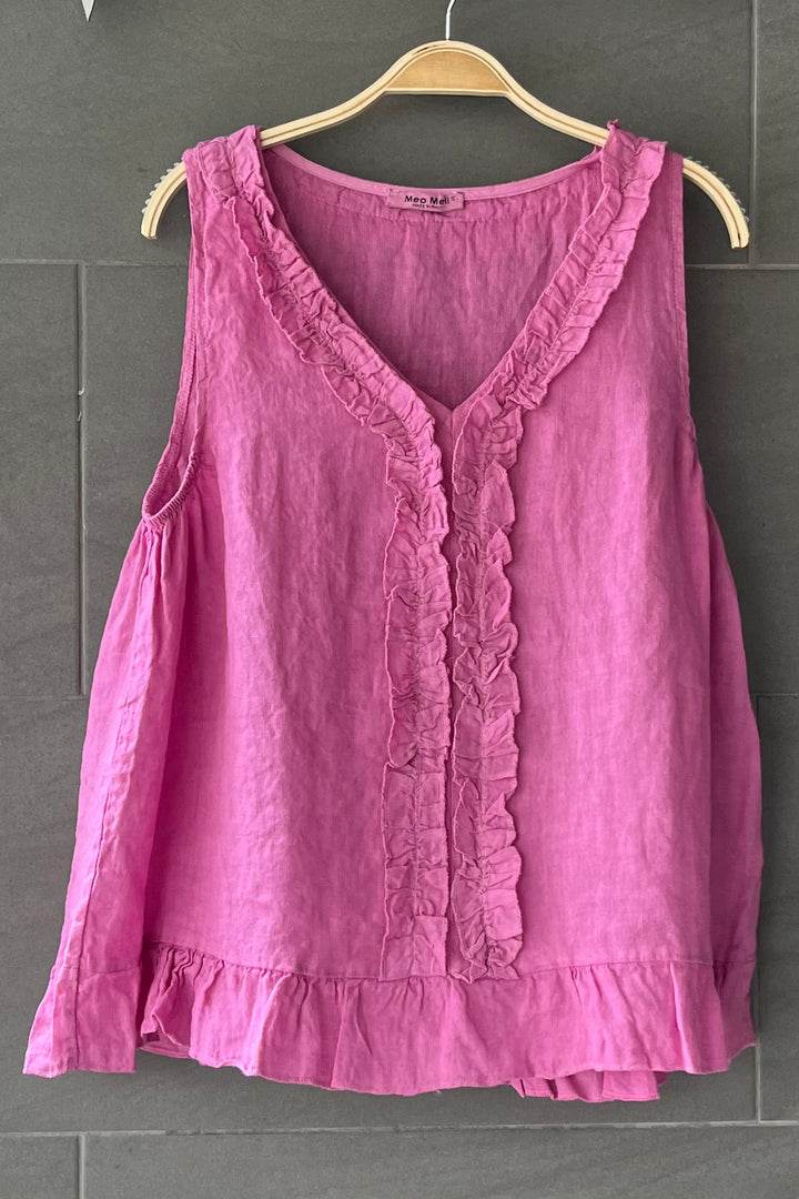 Meo Linen Ruffle Tank (Mauve)