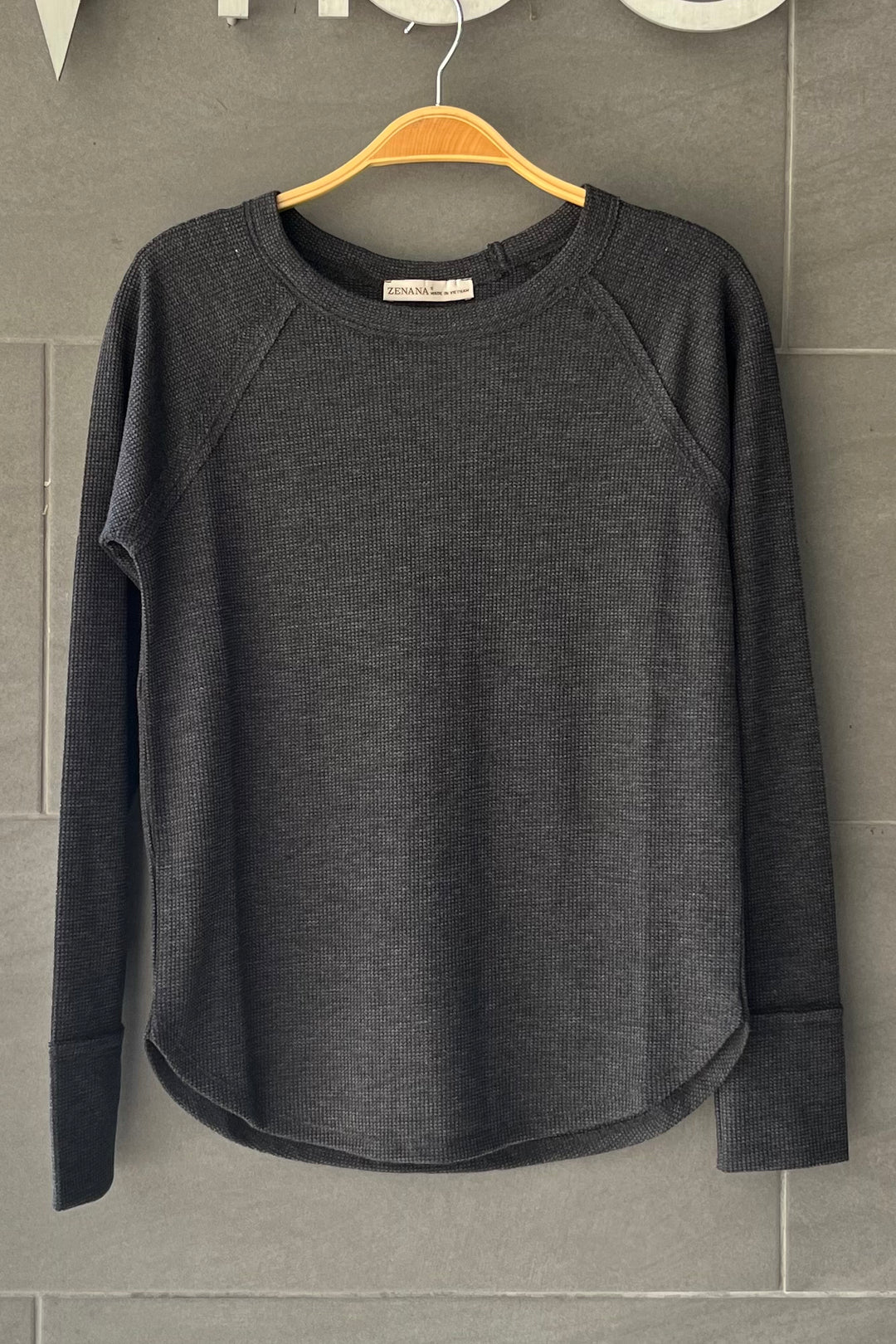 Zen Baby Waffle Long Sleeve Tee (Charcoal)