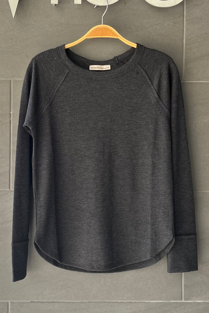 Zen Baby Waffle Long Sleeve Tee (Charcoal)