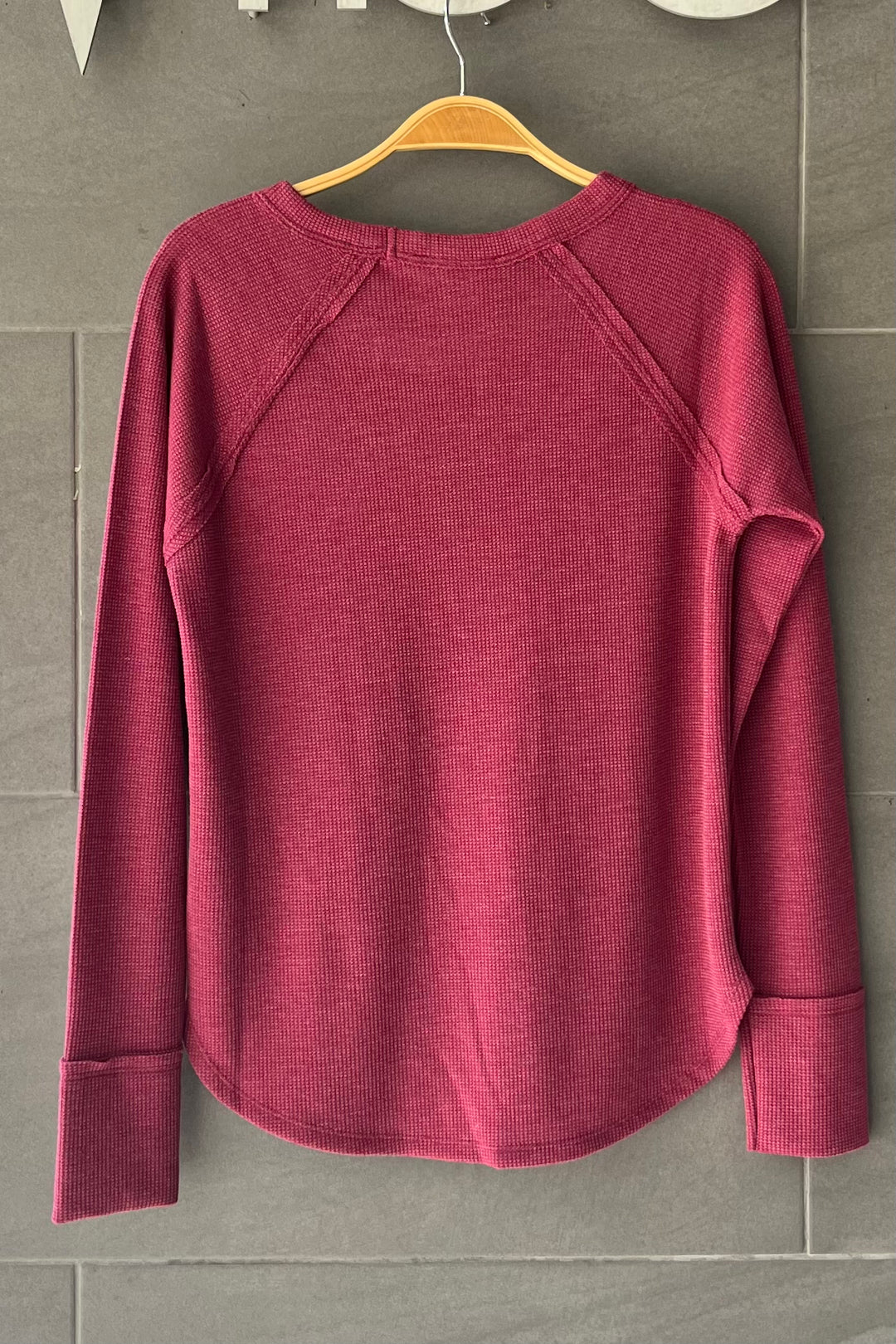Zen Baby Waffle Long Sleeve Tee (Cabernet)