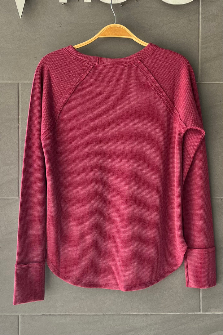 Zen Baby Waffle Long Sleeve Tee (Cabernet)