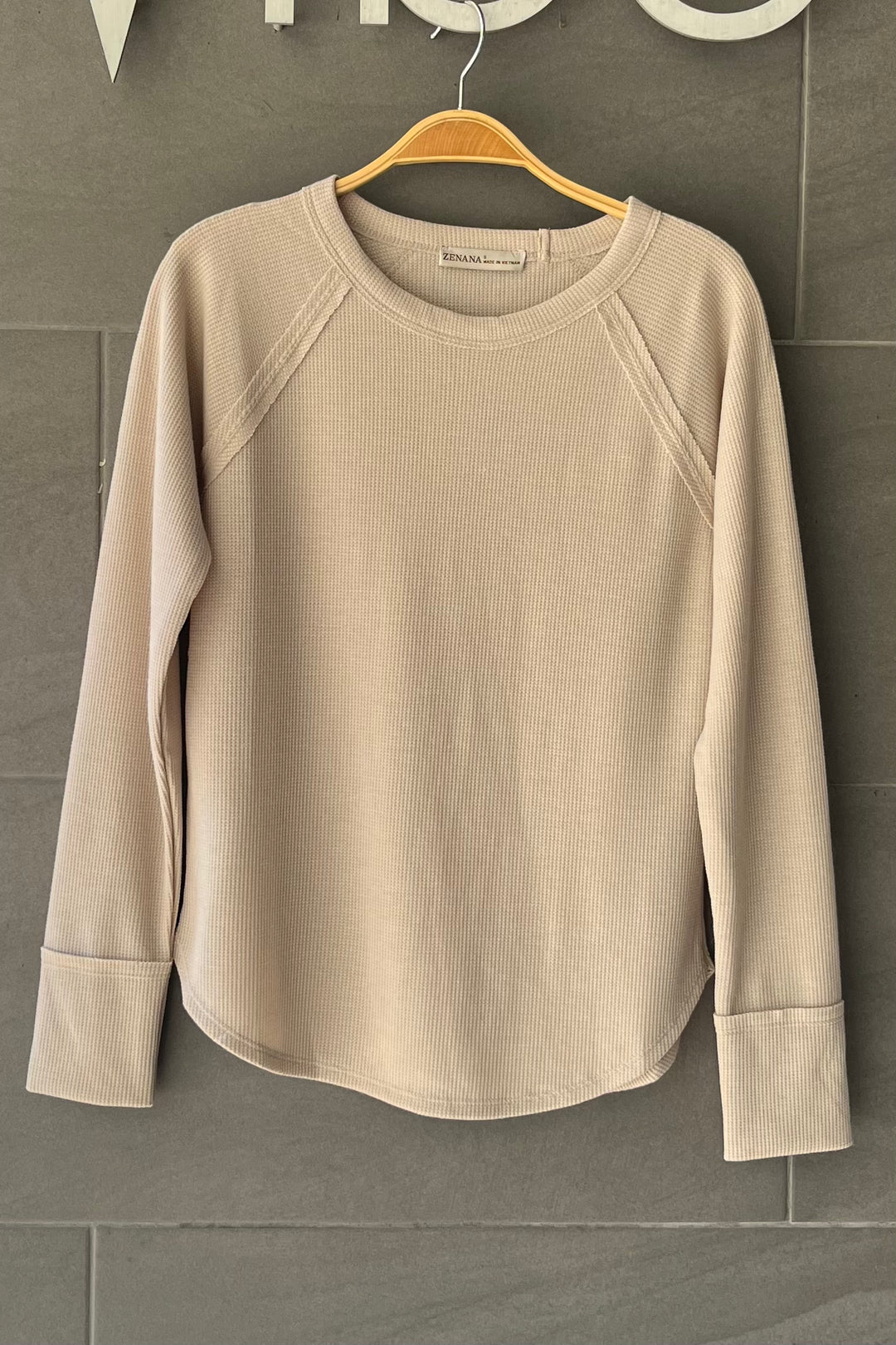 Zen Baby Waffle Long Sleeve Tee (Sand Beige)