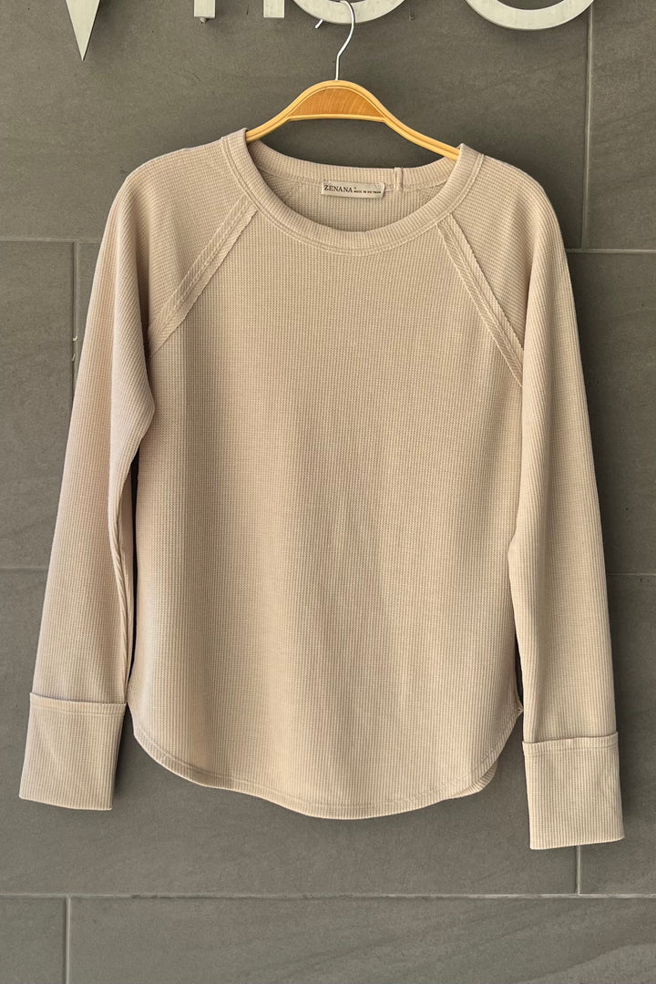 Zen Baby Waffle Long Sleeve Tee (Sand Beige)