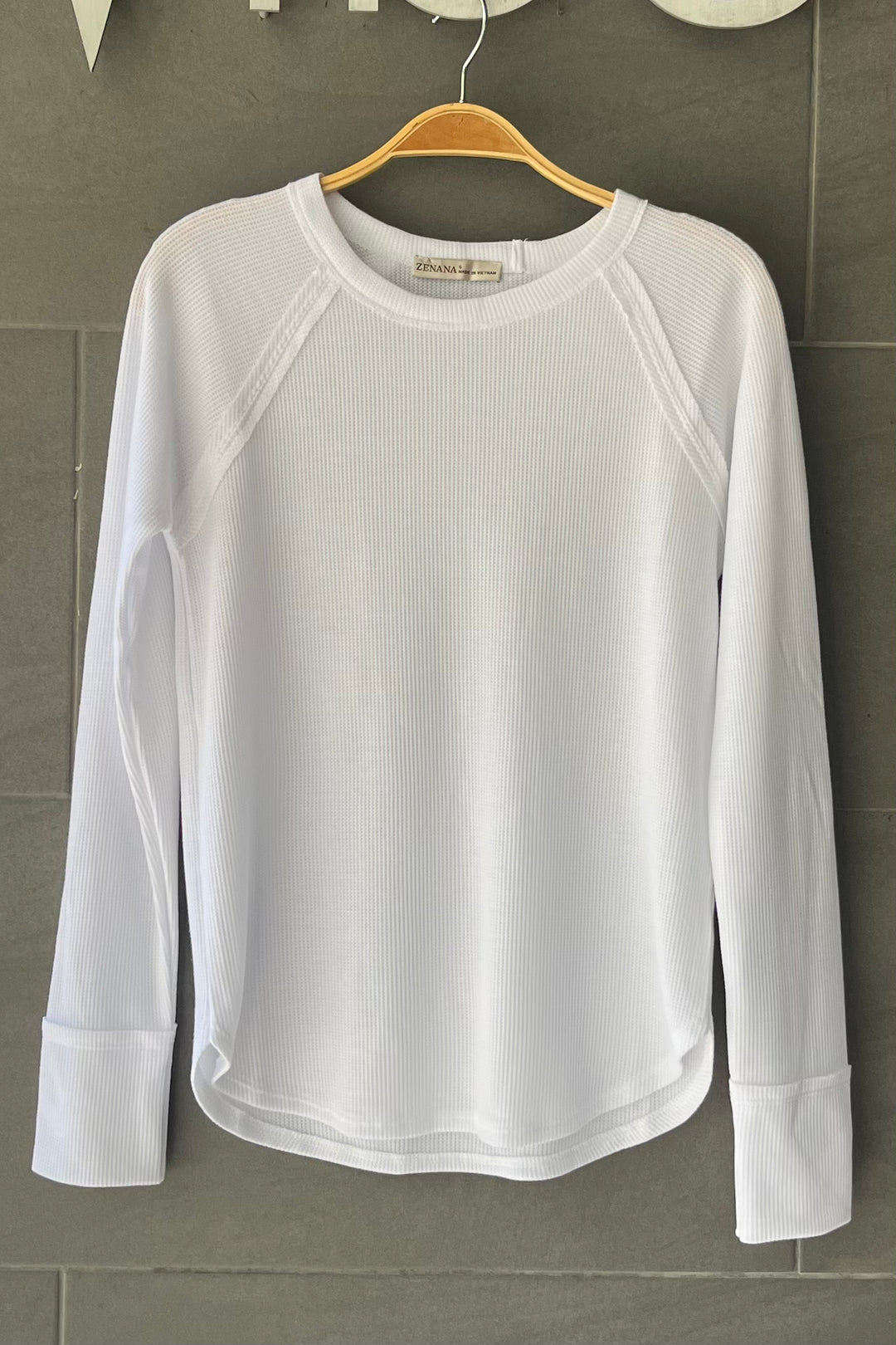 Zen Baby Waffle Long Sleeve Tee (White)