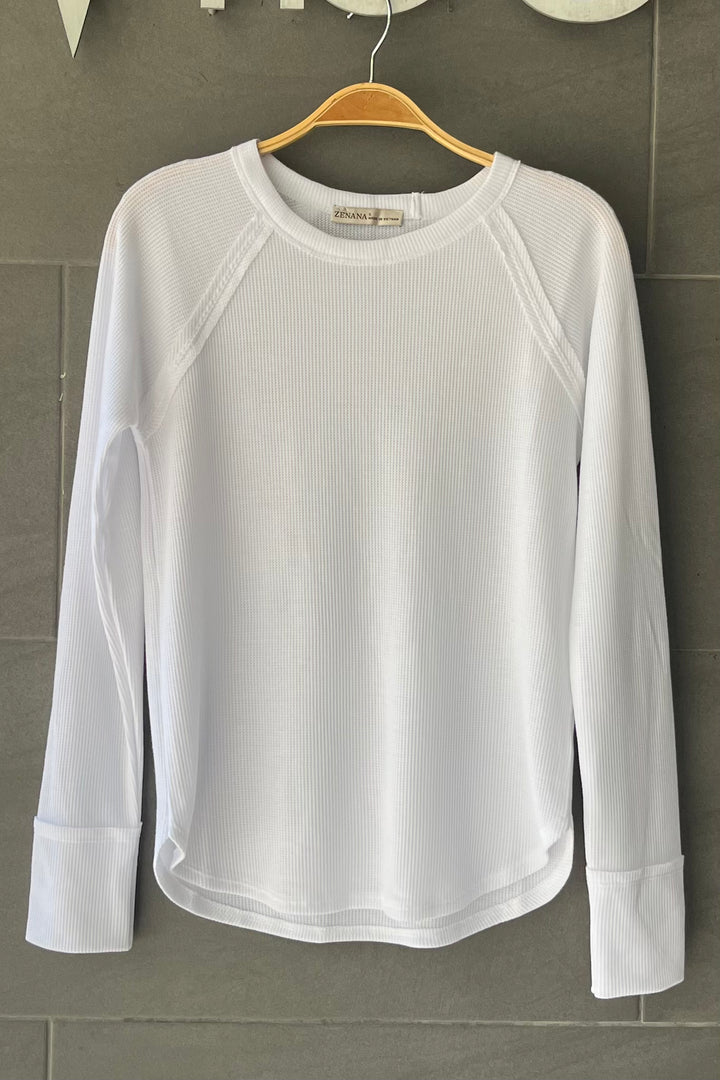 Zen Baby Waffle Long Sleeve Tee (White)