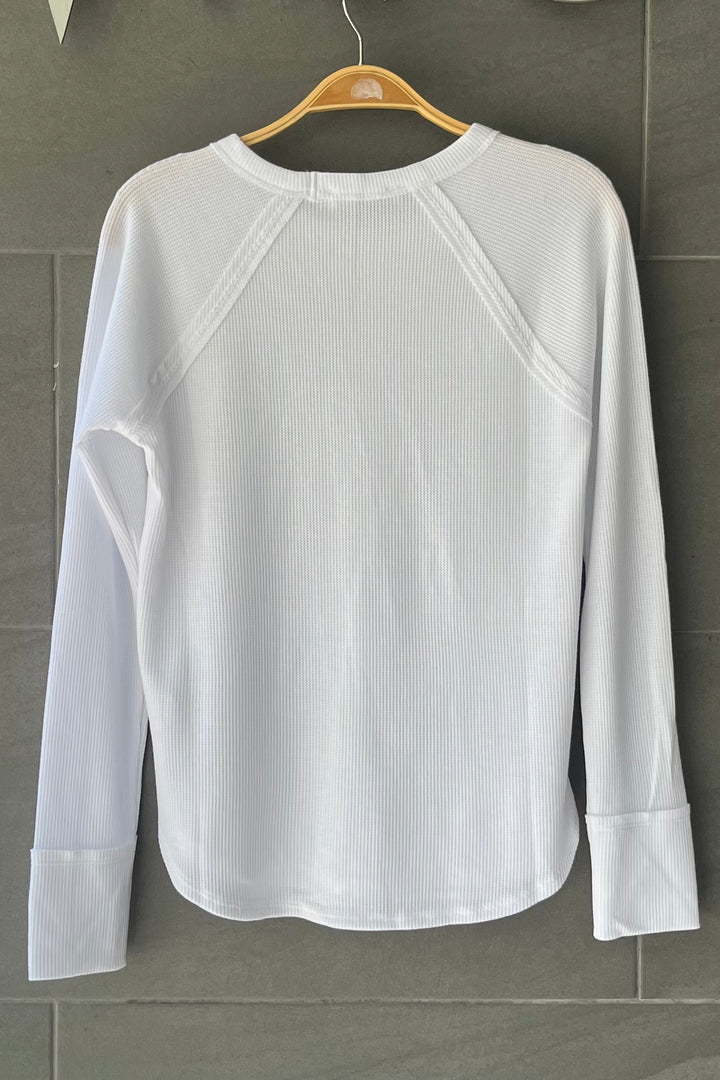 Zen Baby Waffle Long Sleeve Tee (White)