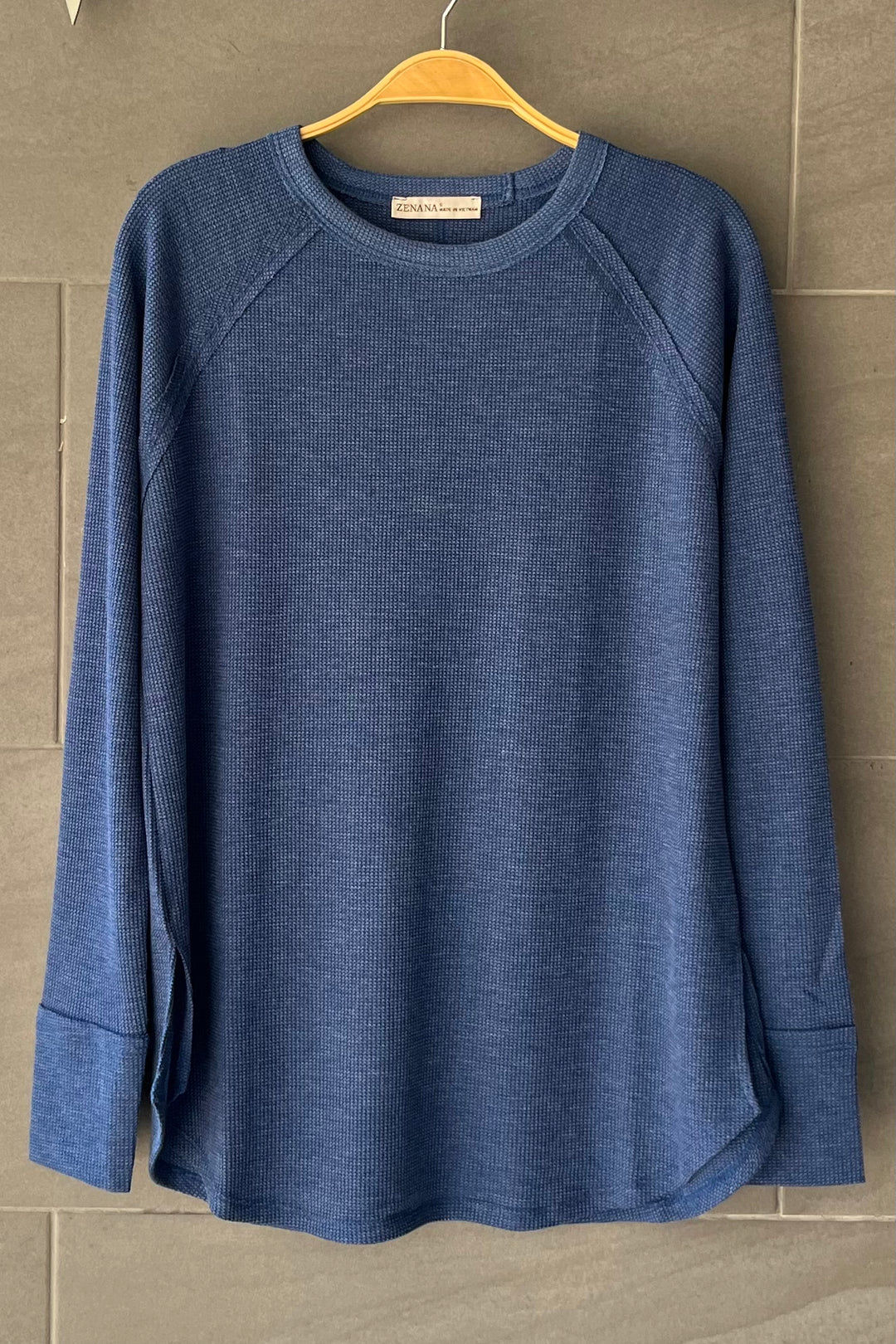 Zen Relaxed Waffle Top (Light Navy)