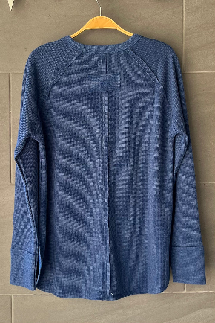 Zen Relaxed Waffle Top (Light Navy)