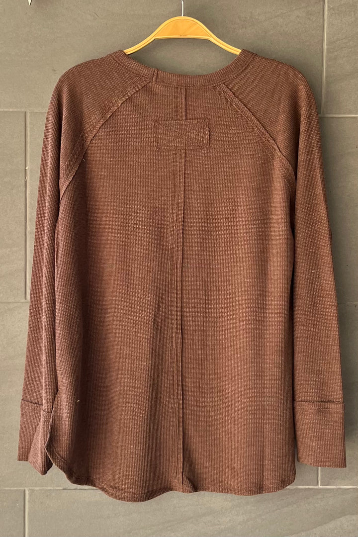 Zen Relaxed Waffle Top (Brown)