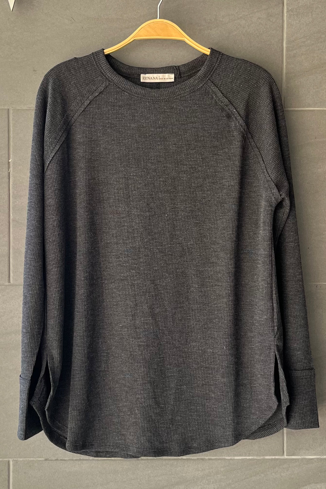 Zen Relaxed Waffle Top (Charcoal)