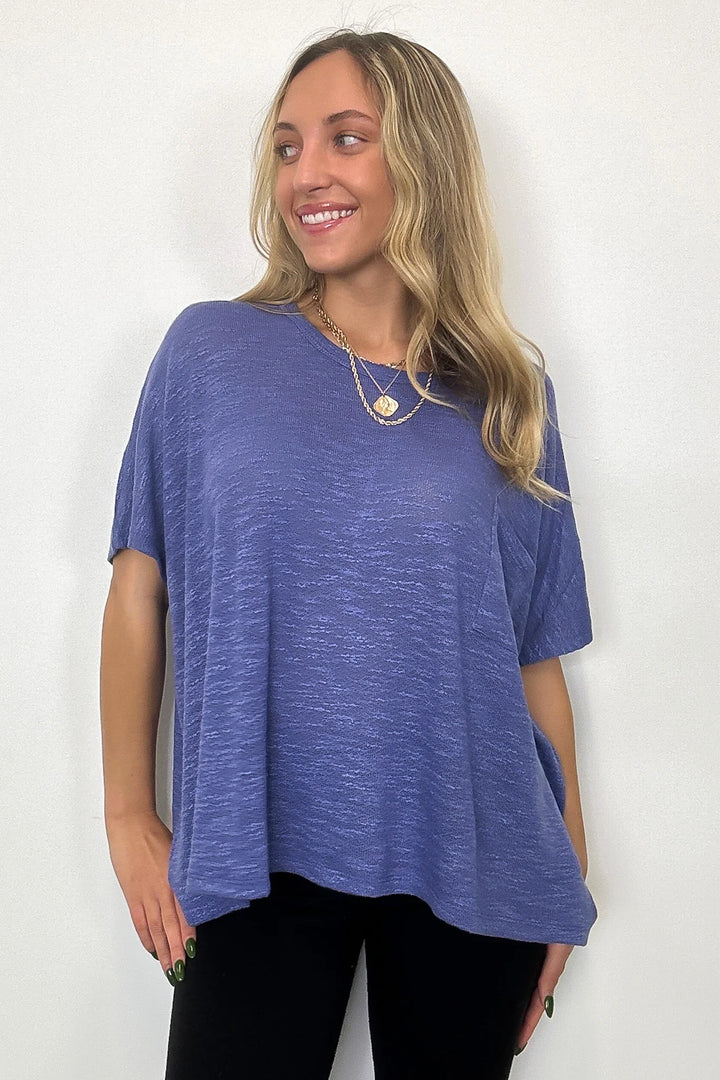 Zen Light Knit Pocket Tee (Cornflower Blue)