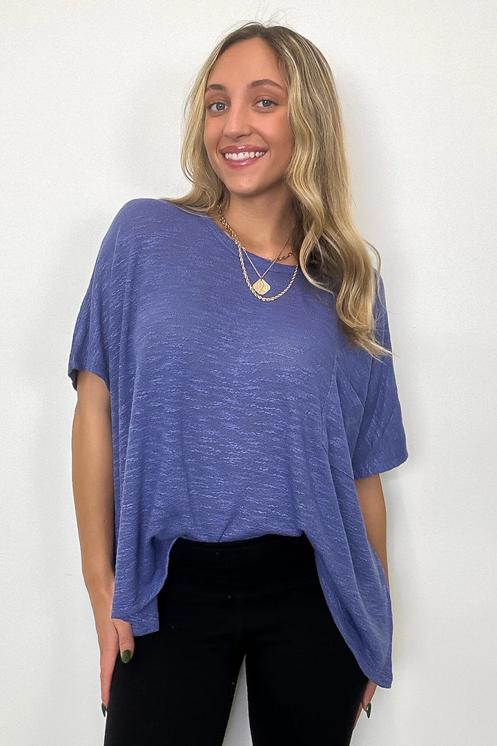 Zen Light Knit Pocket Tee (Cornflower Blue)