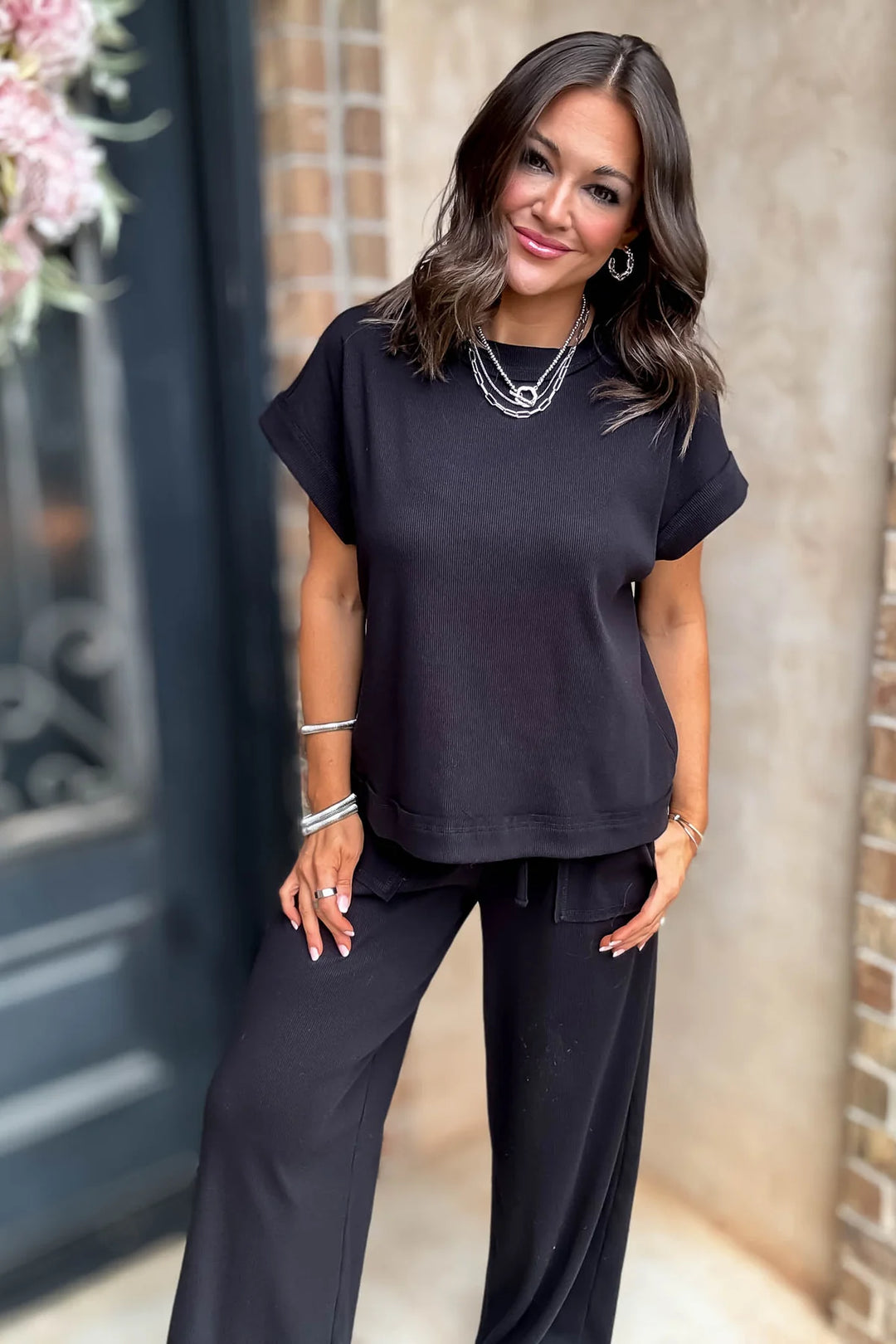 Zen Ribbed Lounge Set (Black)