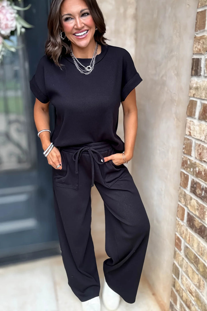Zen Ribbed Lounge Set (Black)