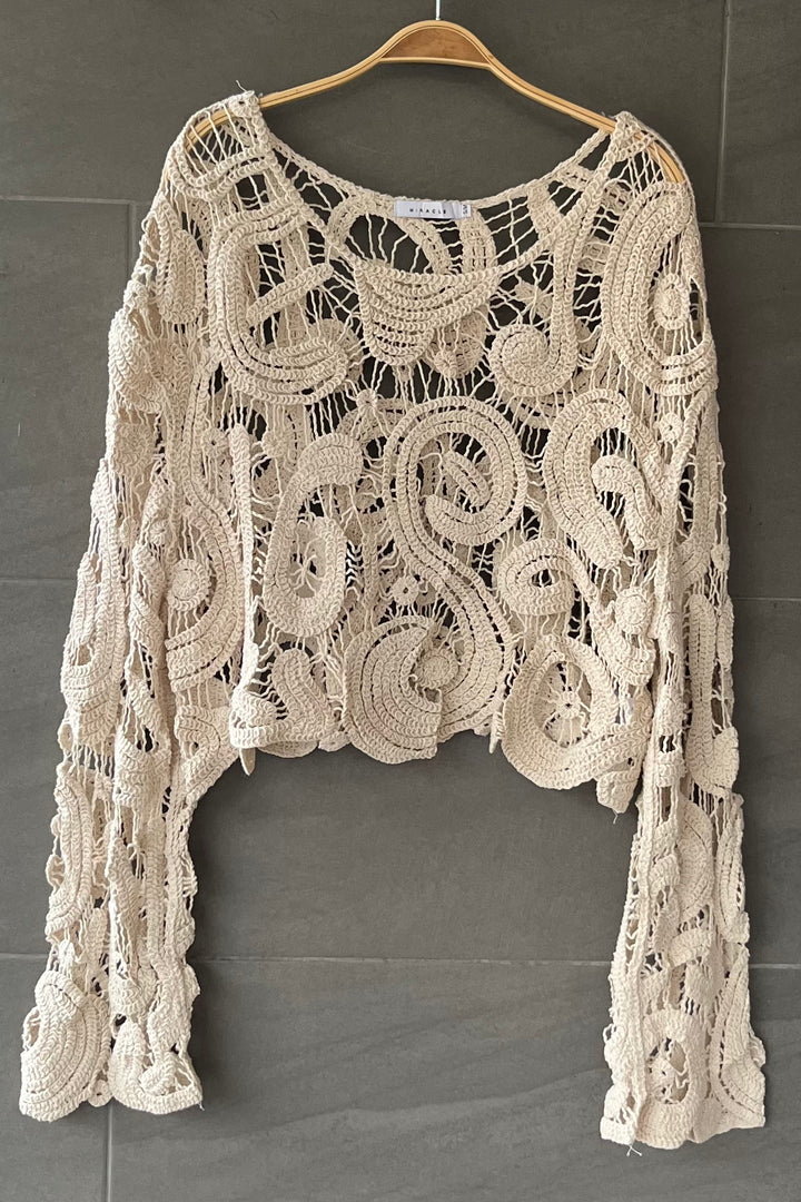 My Cozy Crochet Cover Up Top (Beige)