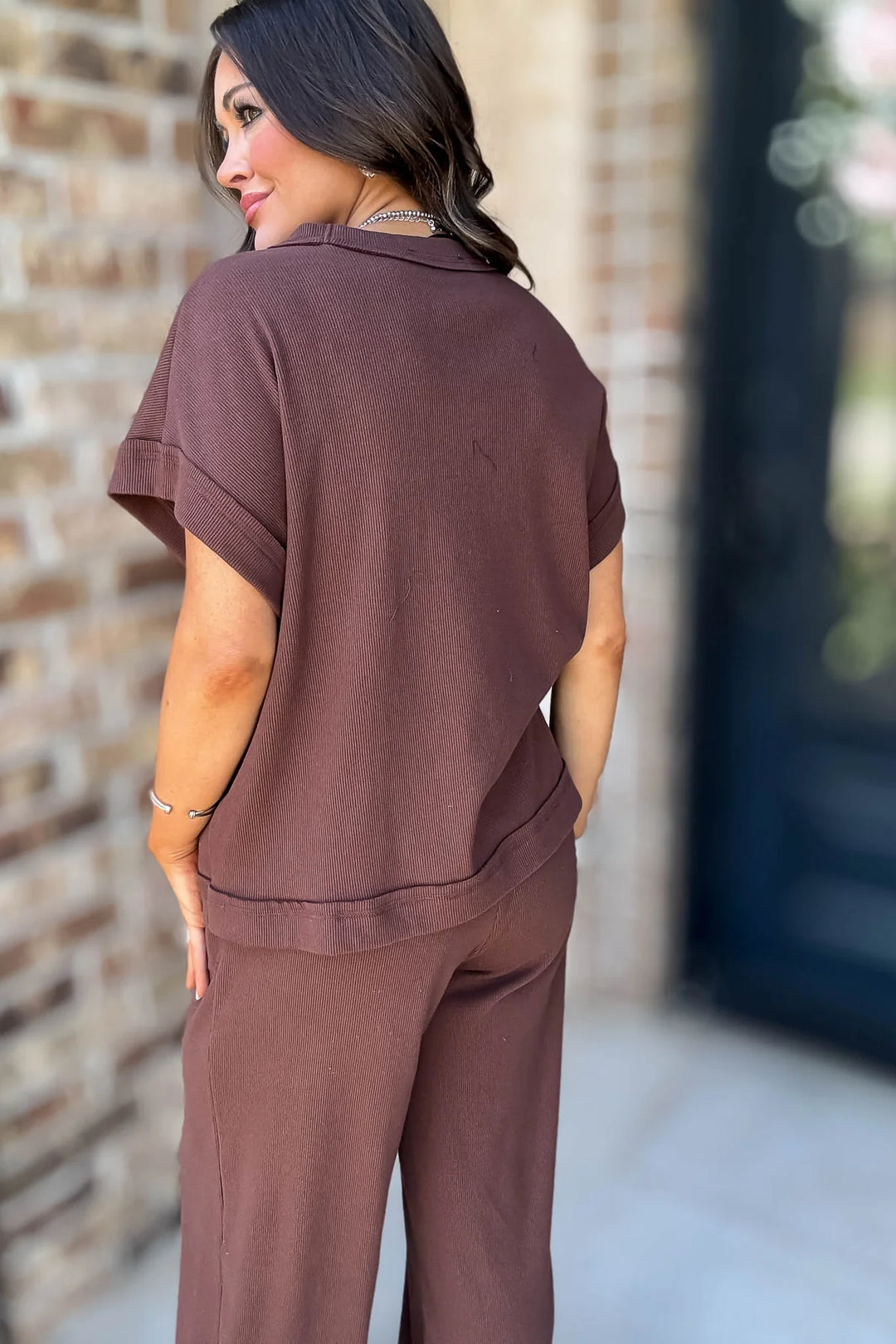 Zen Ribbed Lounge Set (Brown)