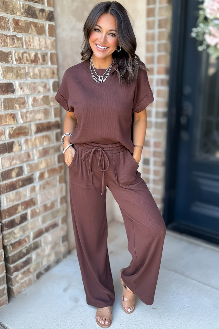 Zen Ribbed Lounge Set (Brown)