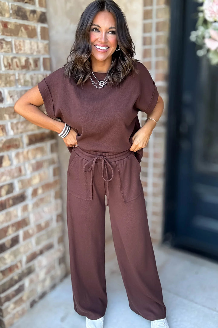 Zen Ribbed Lounge Set (Brown)