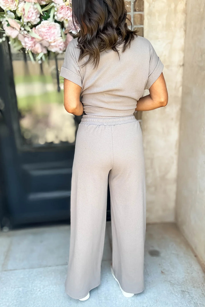 Zen Ribbed Lounge Set (Ash Mocha)