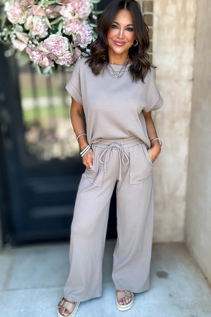 Zen Ribbed Lounge Set (Ash Mocha)