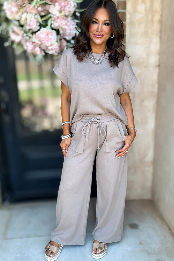 Zen Ribbed Lounge Set (Ash Mocha)
