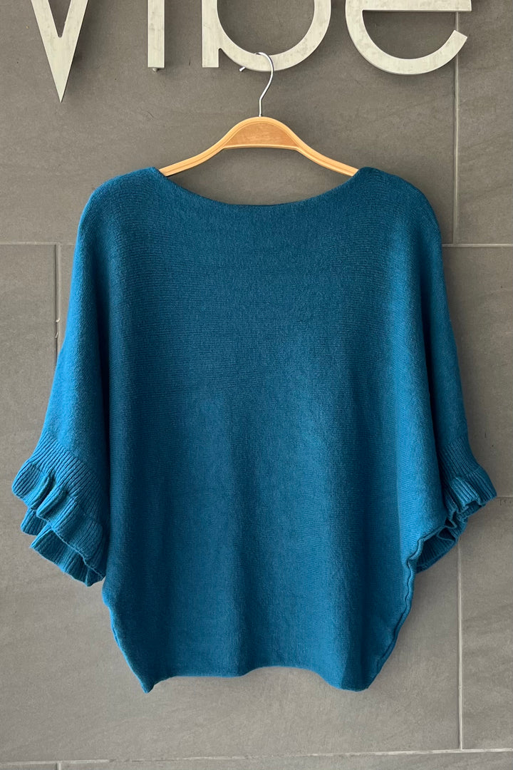 Meo Knit Flutter Sweater (Teal)