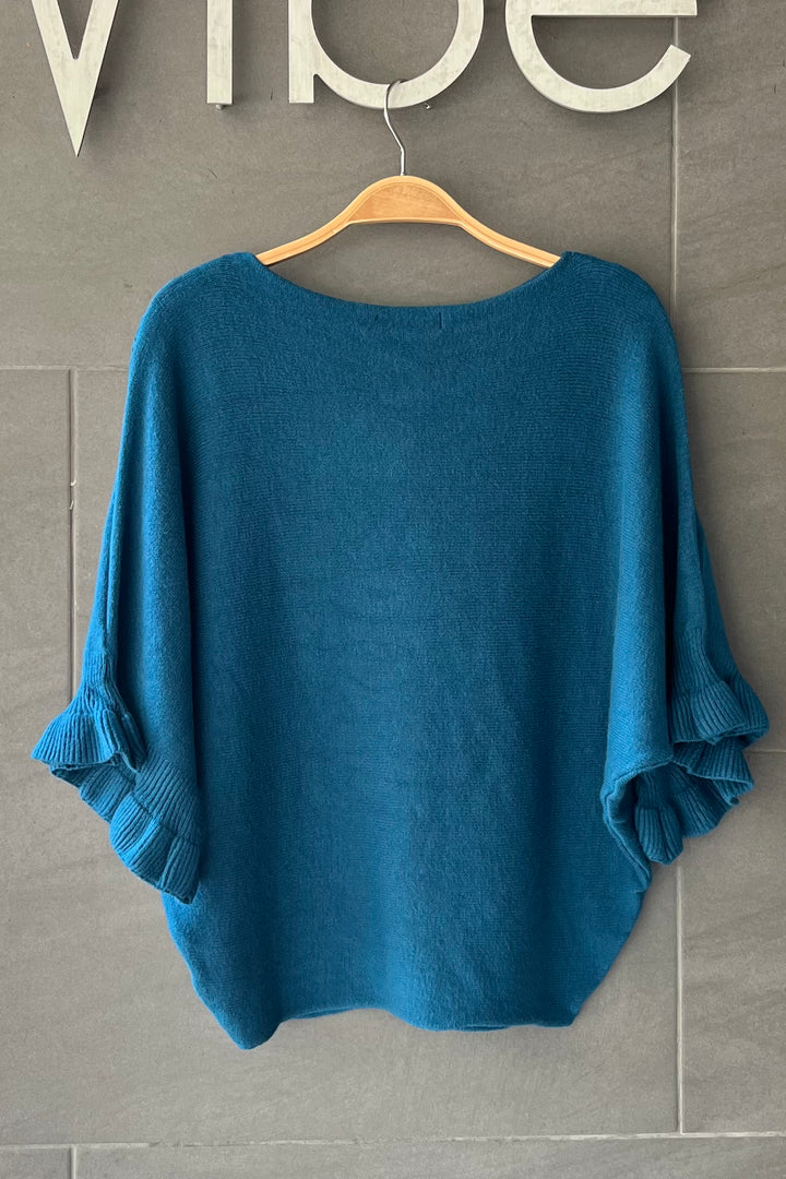 Meo Knit Flutter Sweater (Teal)
