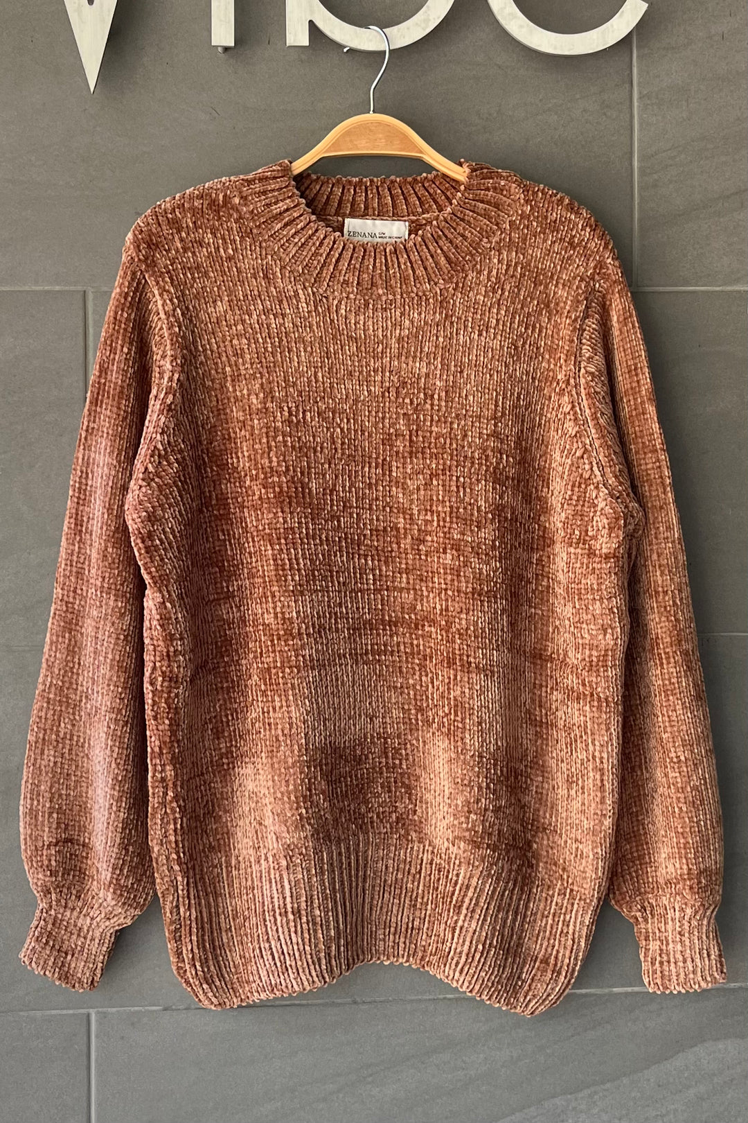 Zen Chenille Rib Sweater (Deep Camel)
