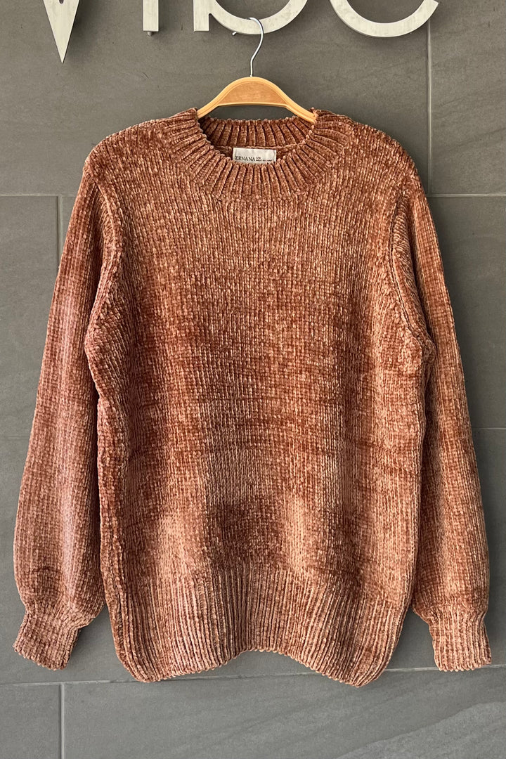 Zen Chenille Rib Sweater (Deep Camel)